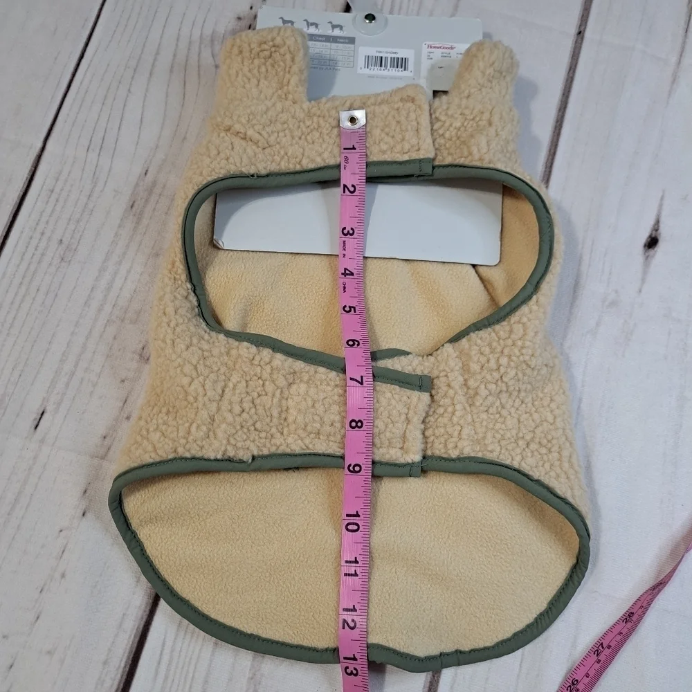 Friends Forever Dog Coat MEDIUM Tan Sherpa with Fleece Lining